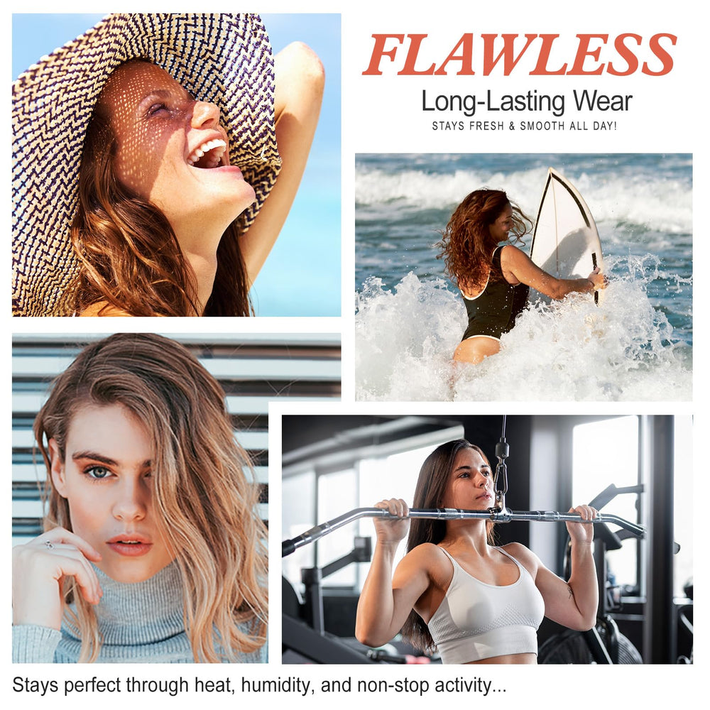 Find Back warm skin tone swatches showing shade range and natural camouflage.