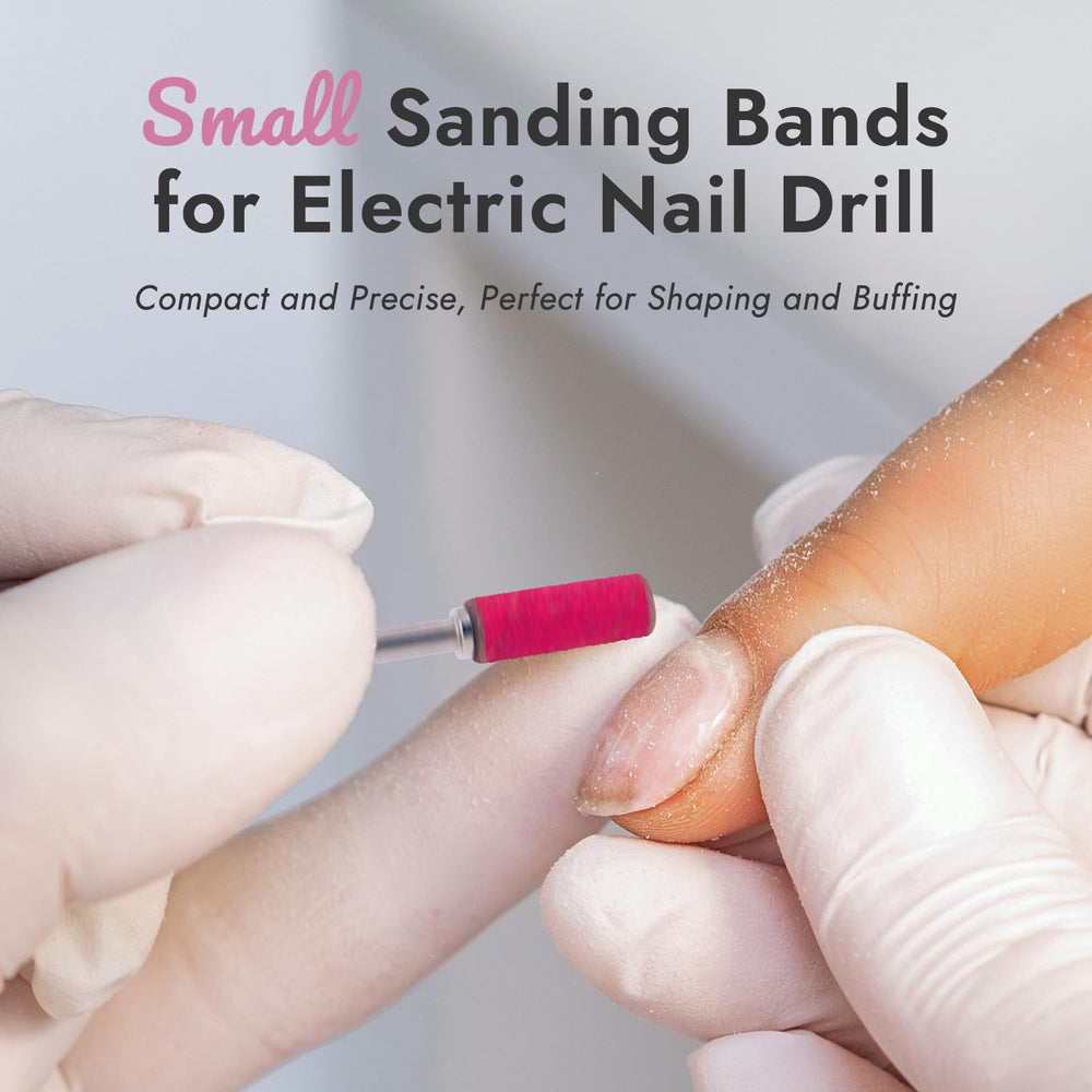 Finea 180-grit light pink sanding band shapes thicker nails and acrylics.