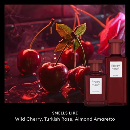 Finery Cherry Almond mist spritzed on the wrist for immediate freshness