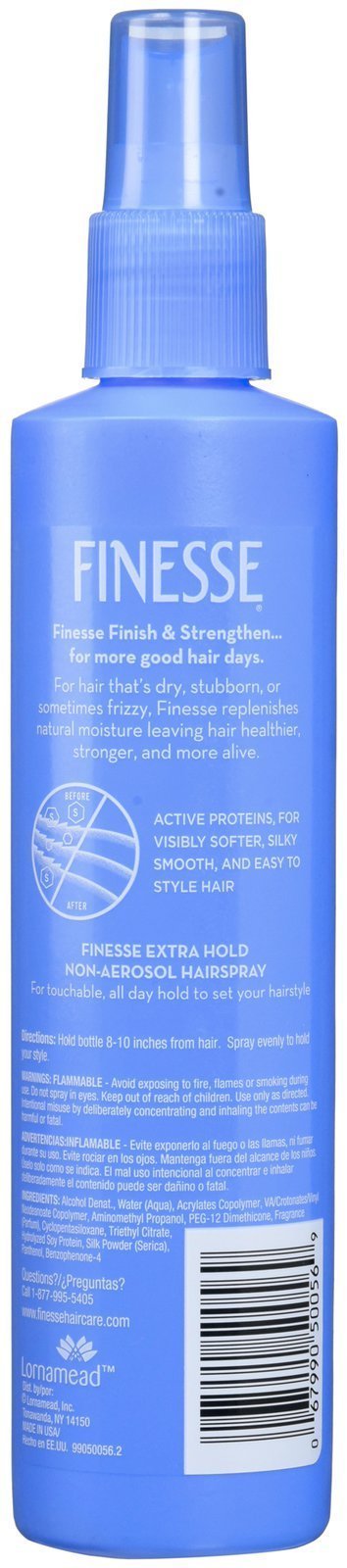 Finesse Finish + Strengthen spray nozzle delivers quick-dry, conditioning hold for styled hair