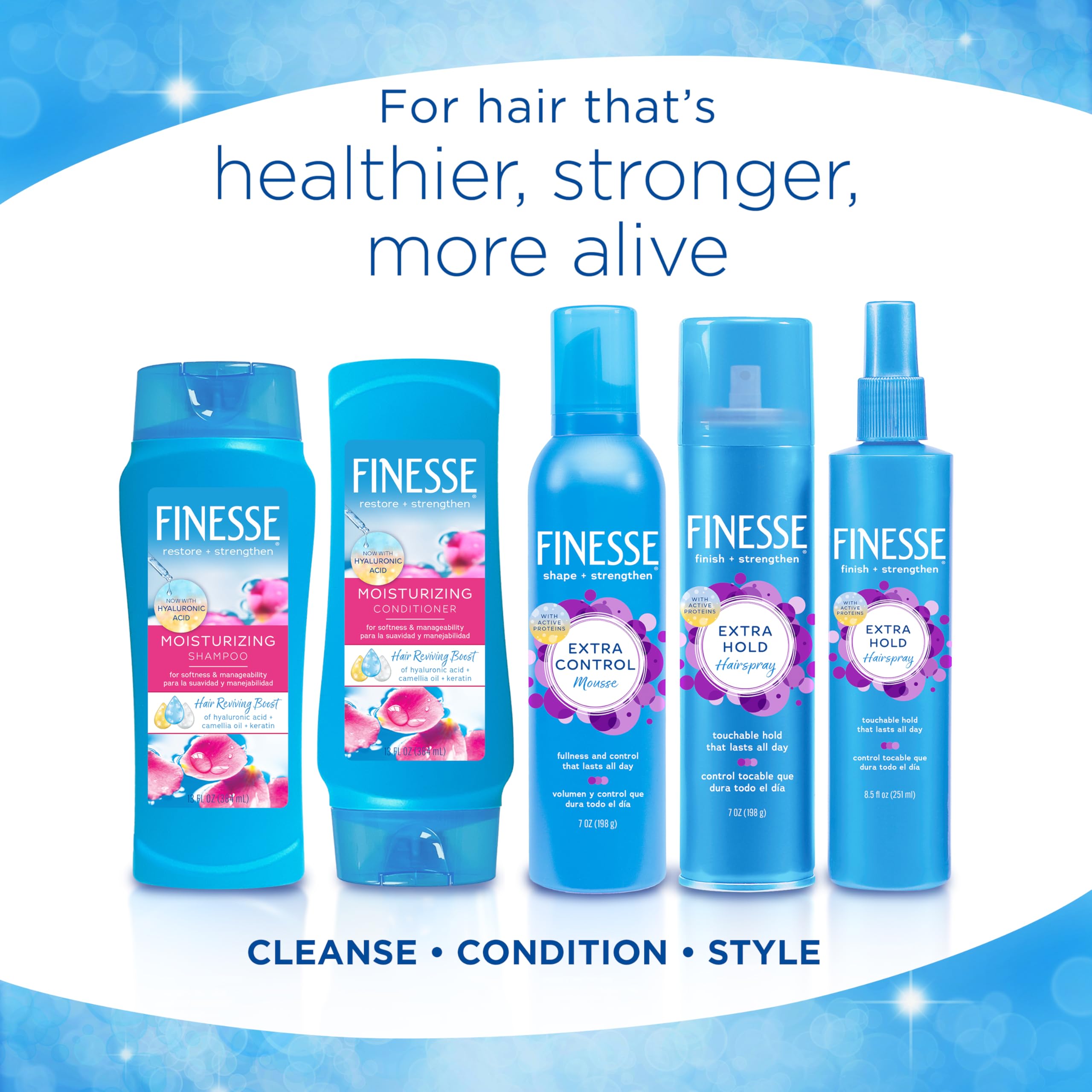 Signature fresh scent lingers after use on FINESSE hair care.