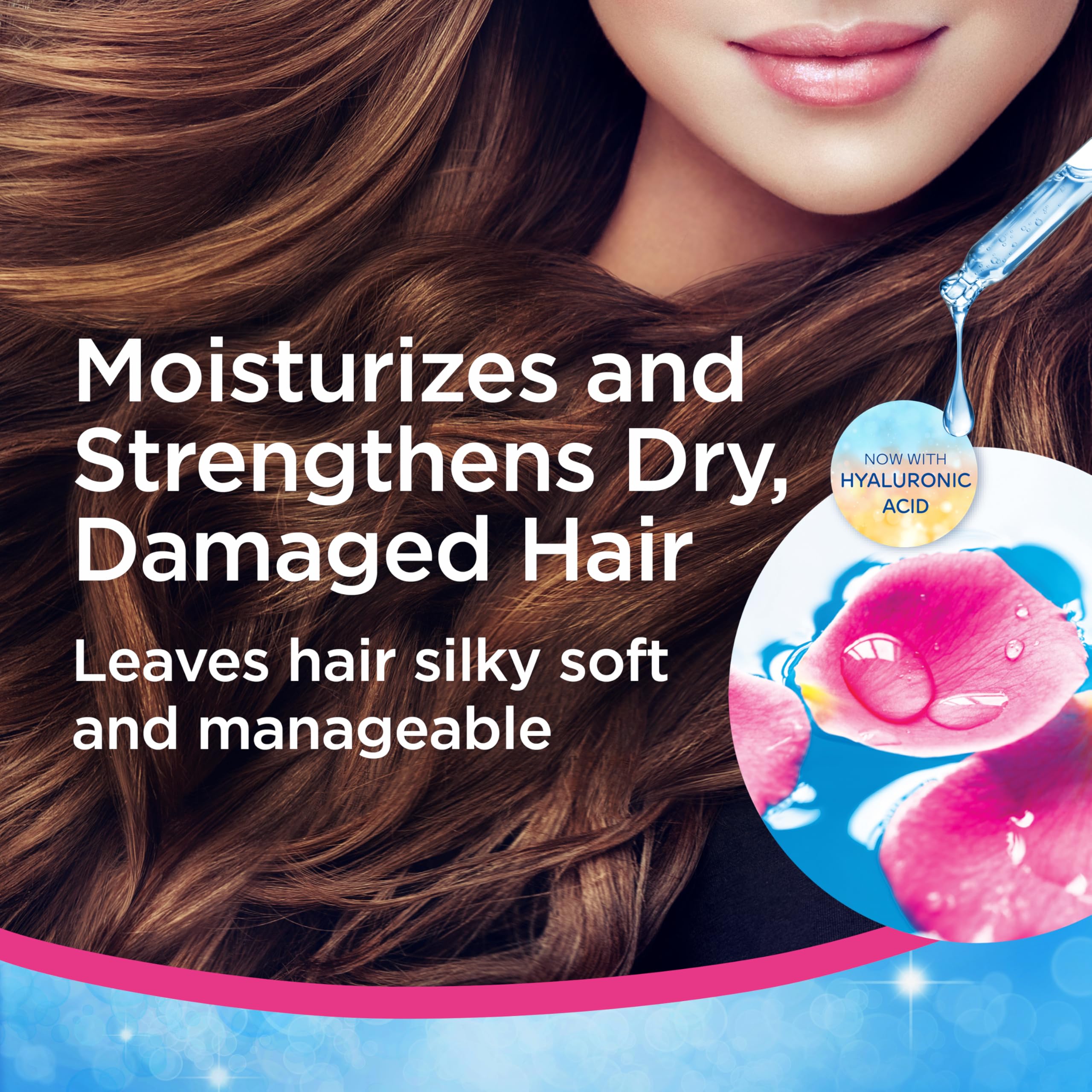 Sleek, soft hair after wash with FINESSE Restore + Strengthen.