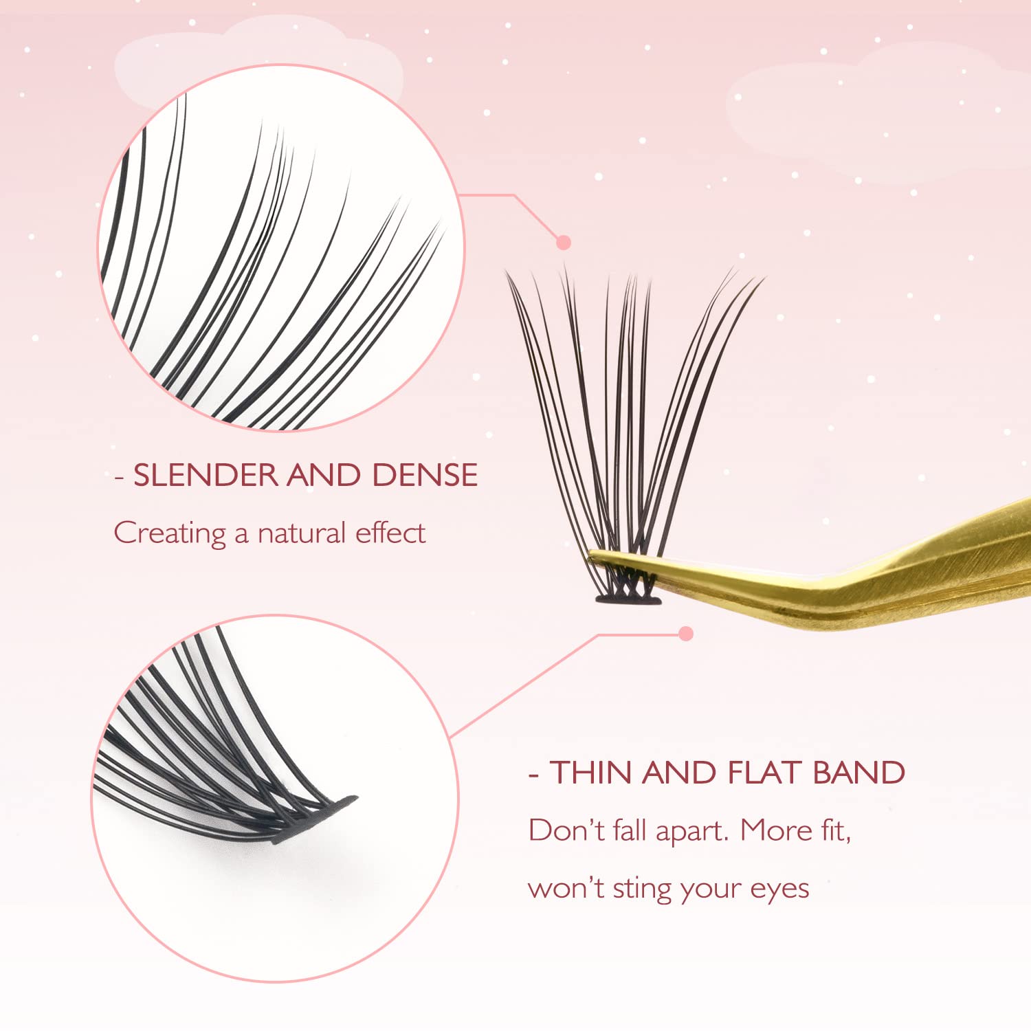 FinyDreamy 0.07mm knot-free mink lashes deliver a natural fan look.