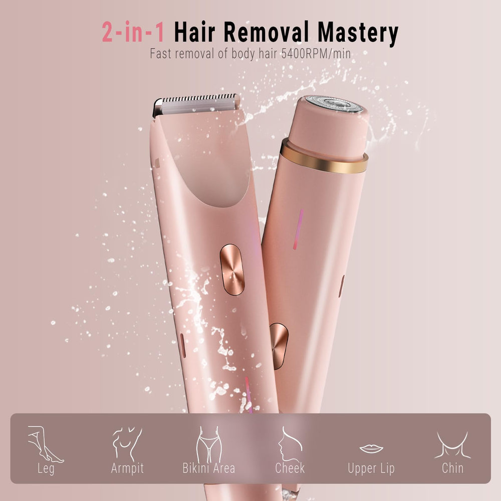 FIONOFY waterproof bikini trimmer shown in shower-ready design for easy cleanup