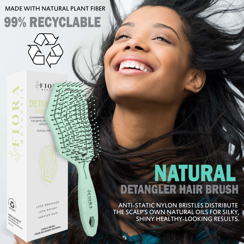 Fiora Naturals detangler brush eco-friendly packaging and vegan materials