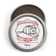 Firehouse Moustache Wax 1-ounce tin, durable all-weather hold.
