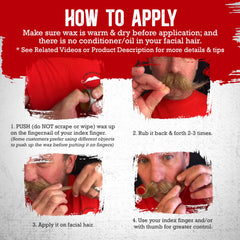 Firehouse Moustache Wax shown outdoors, proving all-weather hold against wind.