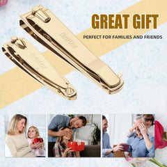 FiriKer built-in fish-scale nail file in gold clipper for smooth nails.