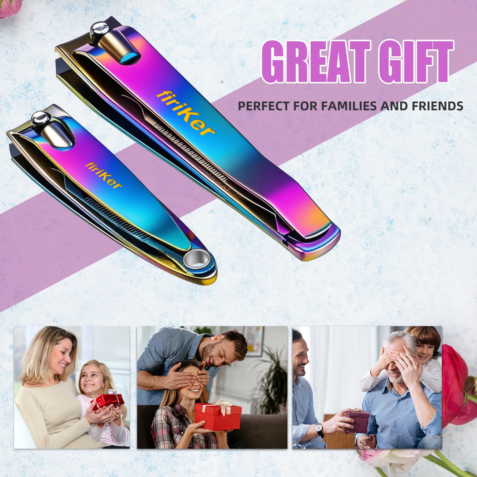 Firiker built-in nail file smooths edges for a polished look