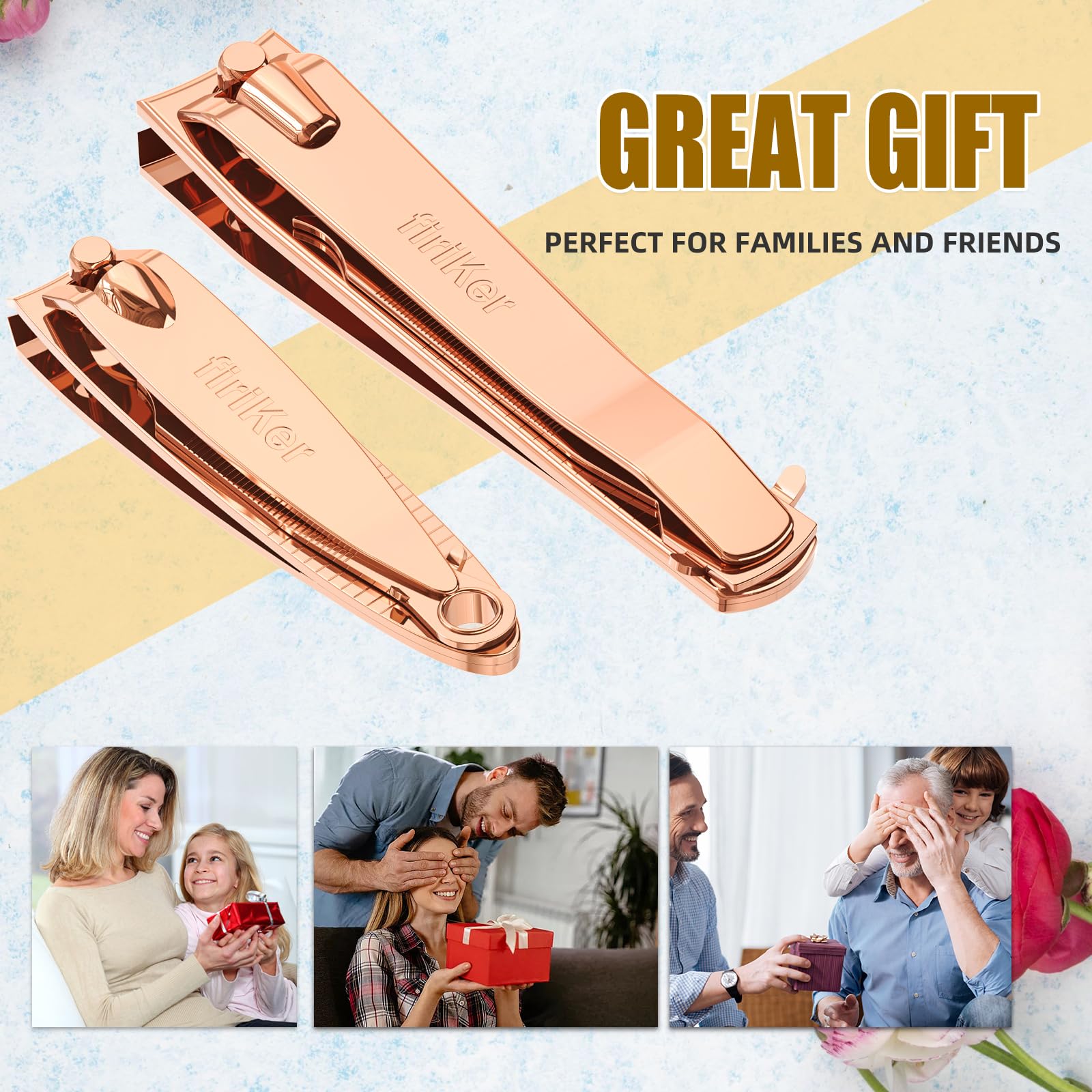 Portable FiriKer nail clipper set with finger nail clipper and keychain holes.