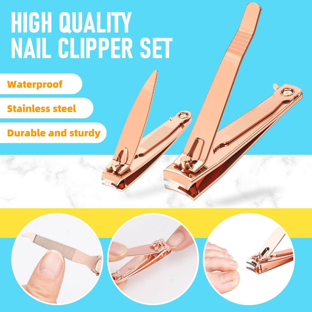 Built-in fish-scale nail file included in the FiriKer rose gold set.
