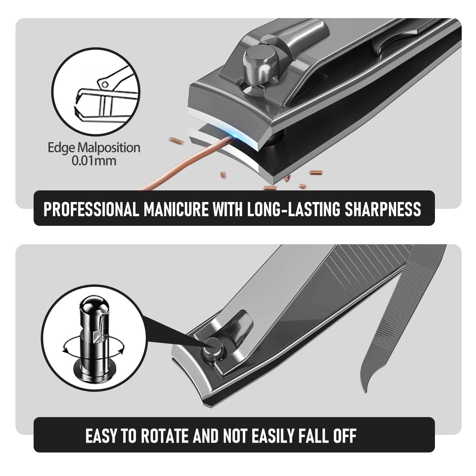Ergonomic grooved handles of FiriKer clippers improve grip during precise cuts.