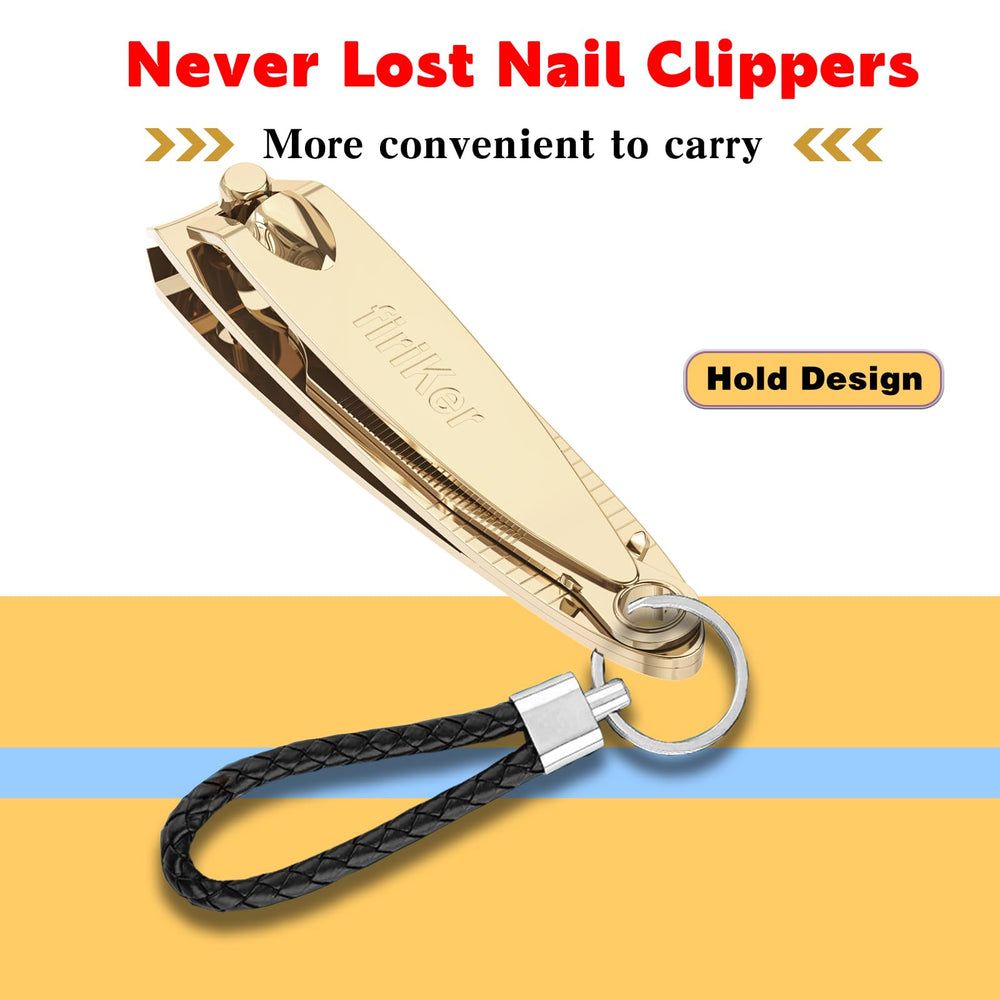 FiriKer travel-size key-chain clipper in golden for on-the-go grooming.