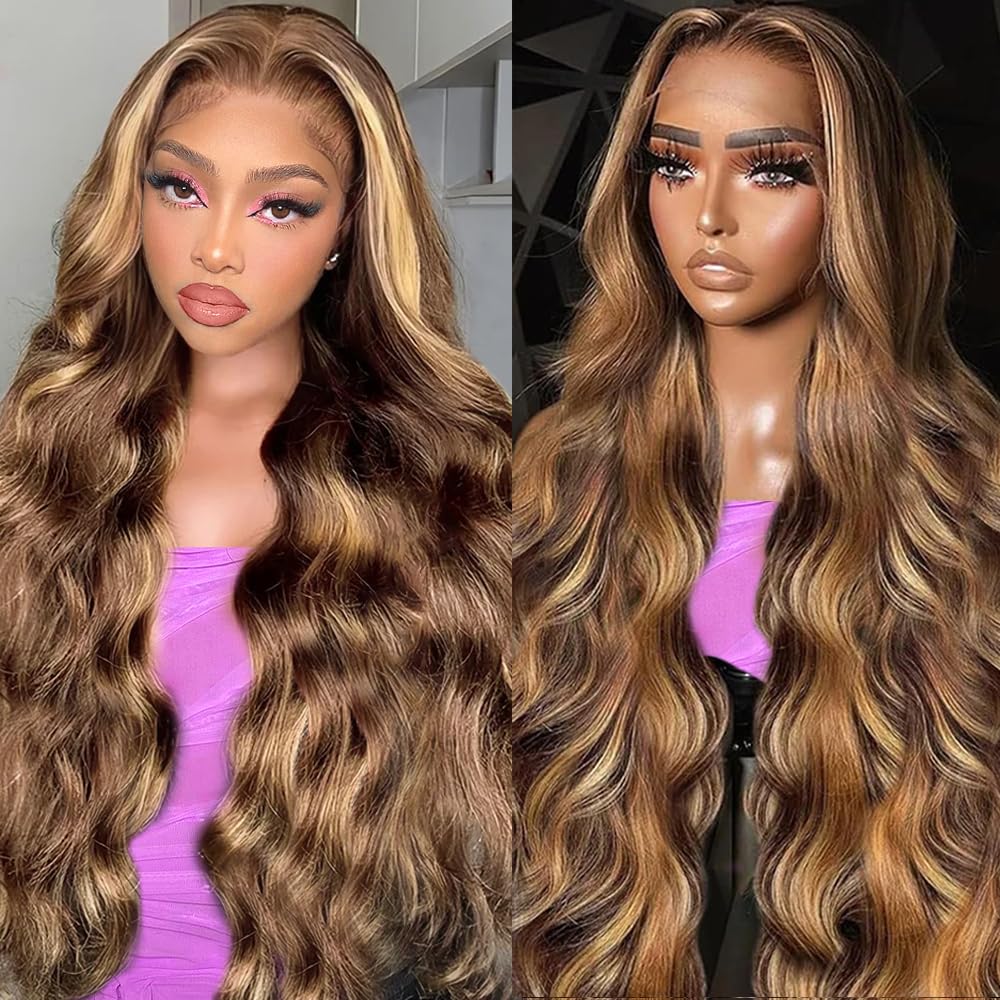 Fironiix honey blonde ombre lace front wig 30inch offers natural parting and voluminous movement.