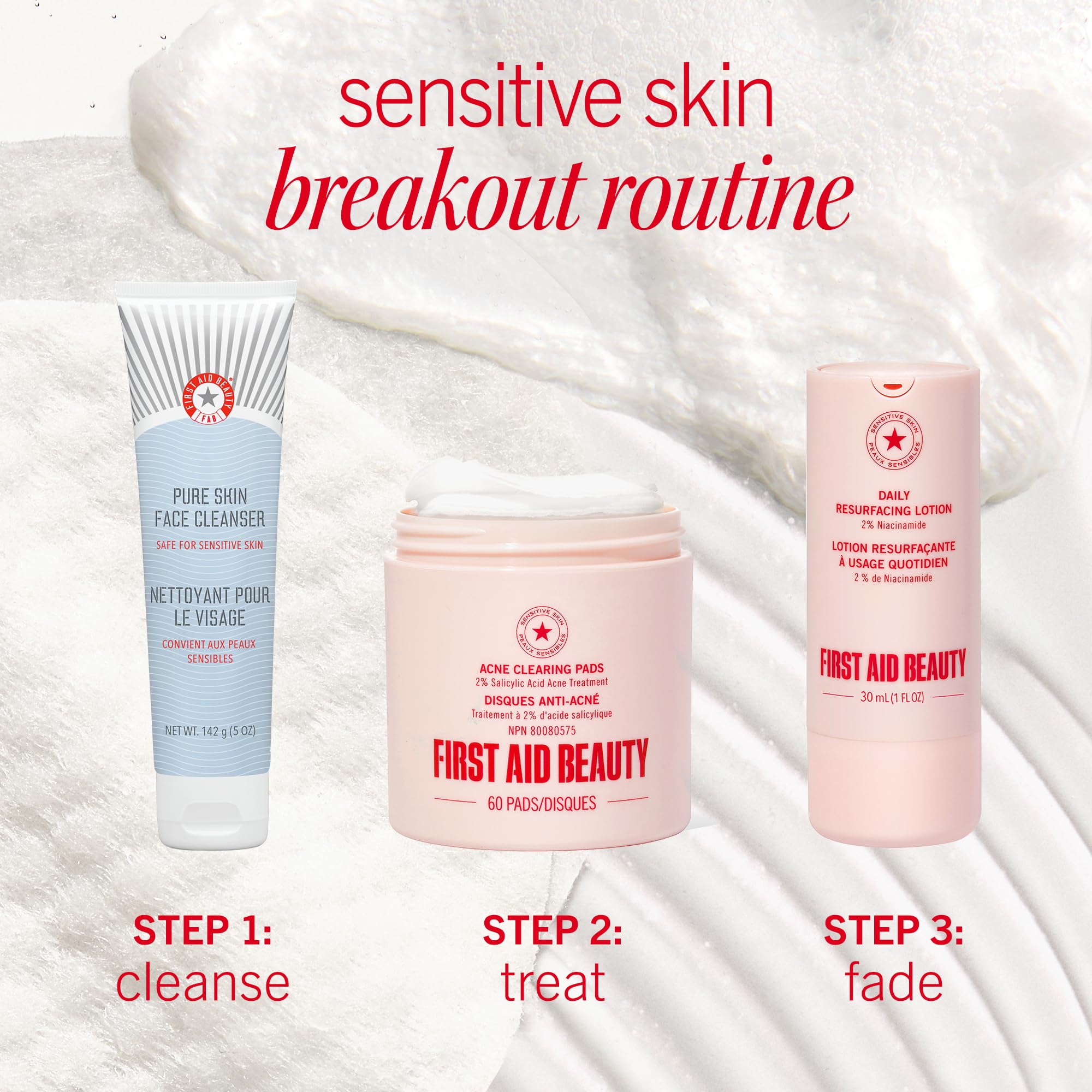 First Aid Beauty acne pads face easy daily swipe for routine care.