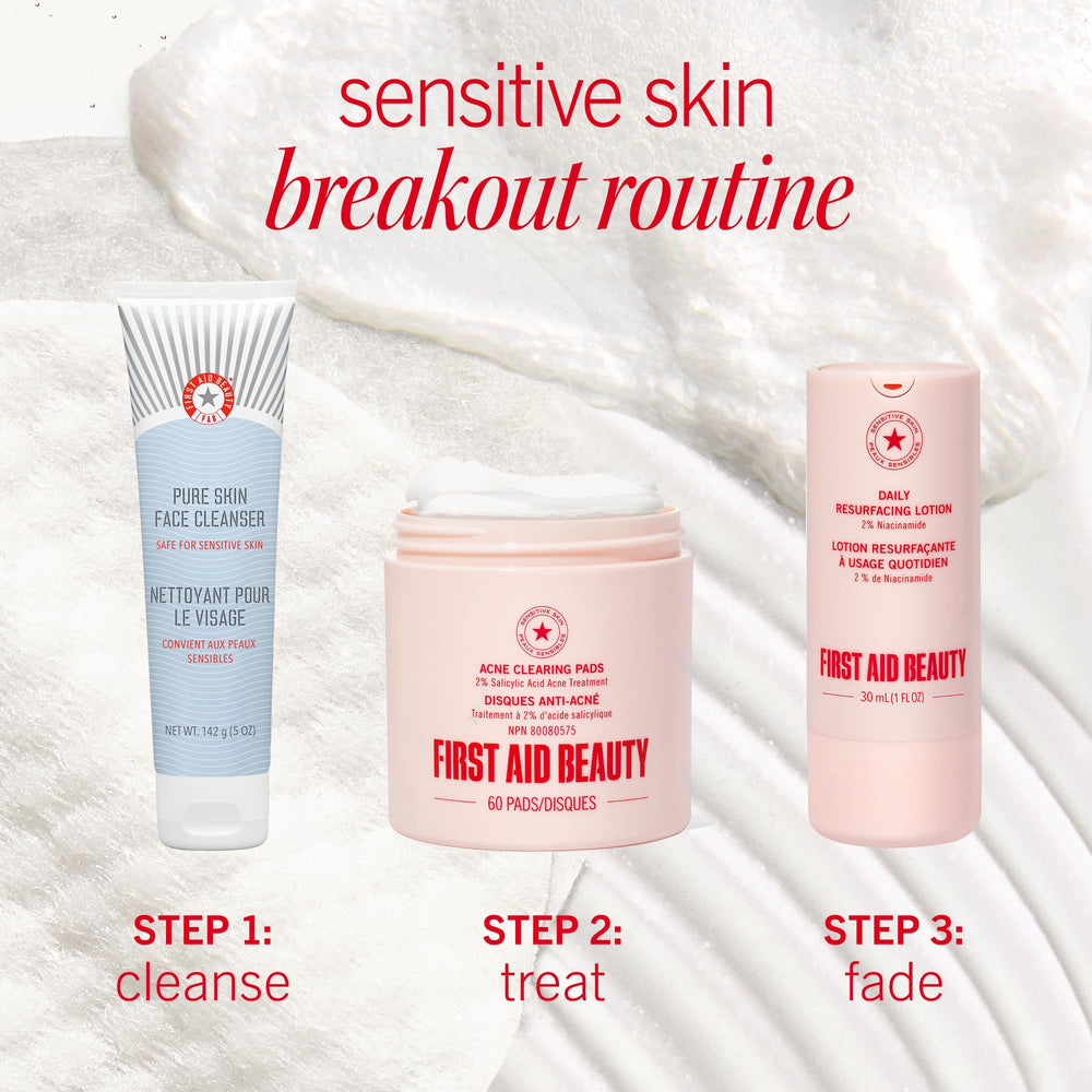 First Aid Beauty acne pads face easy daily swipe for routine care.