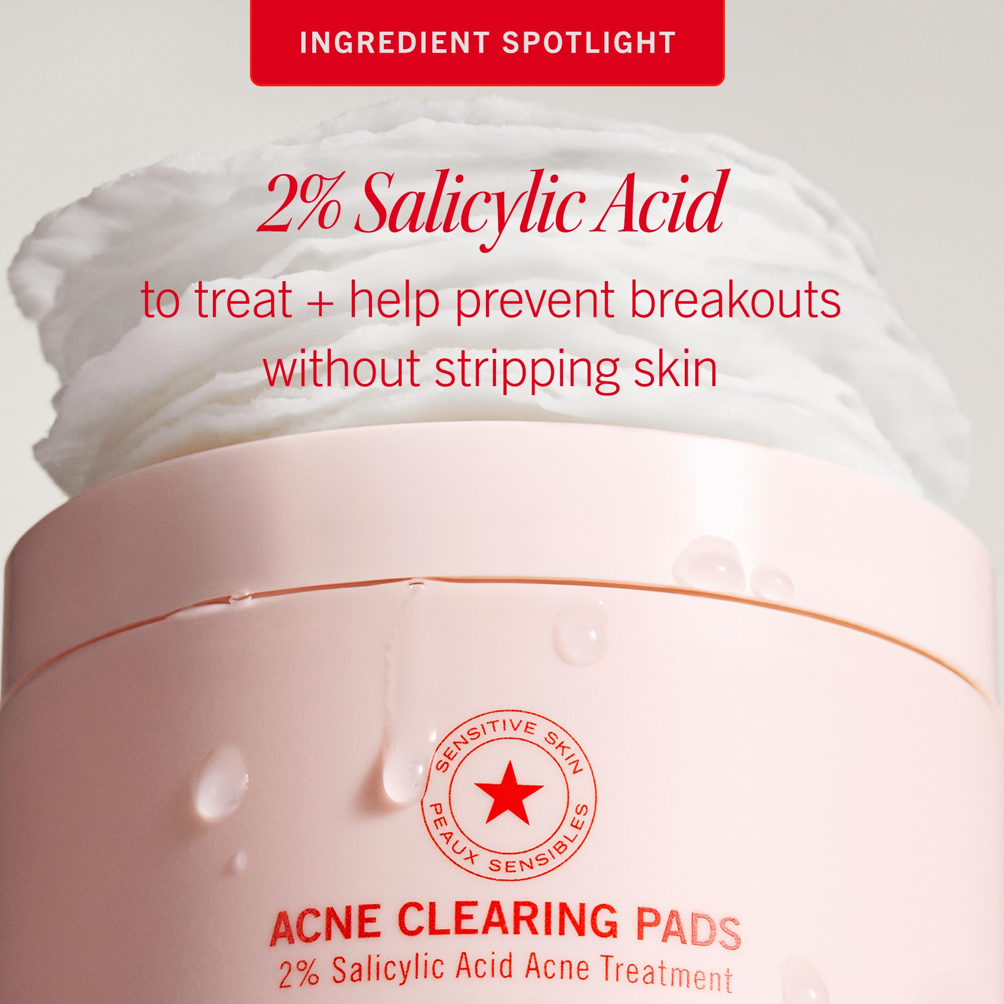 First Aid Beauty acne pads face compostable packaging supports sustainability.