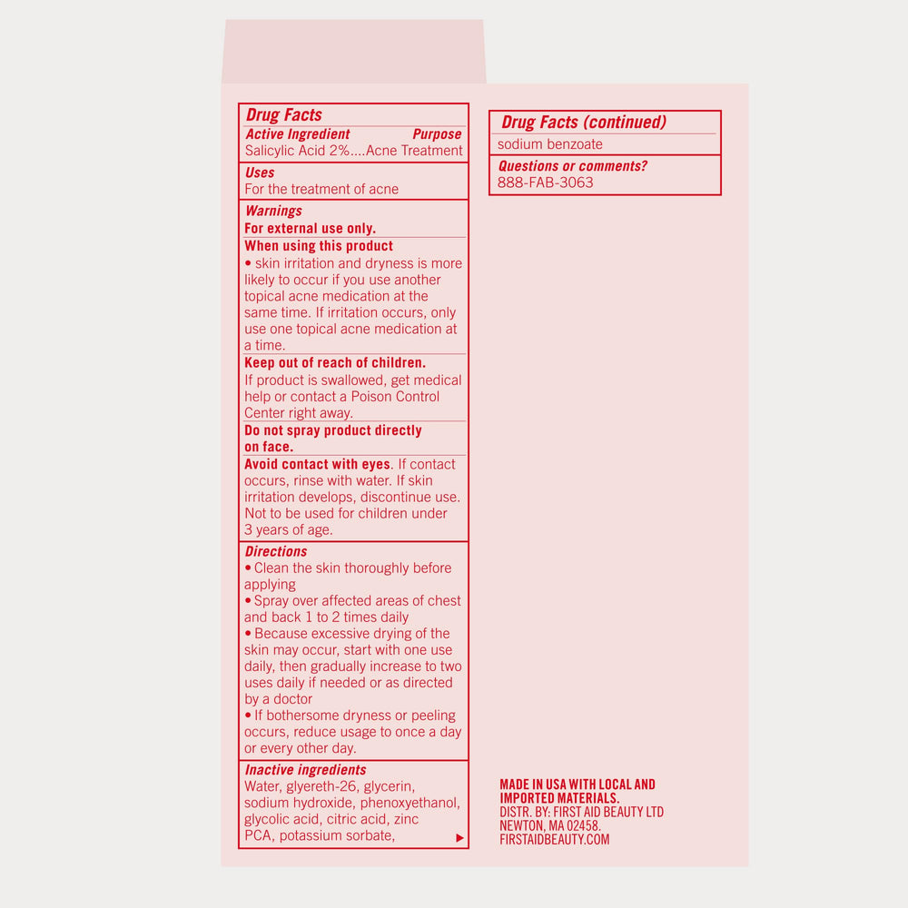 First Aid Beauty Body Acne Spray efecto invisible en la piel