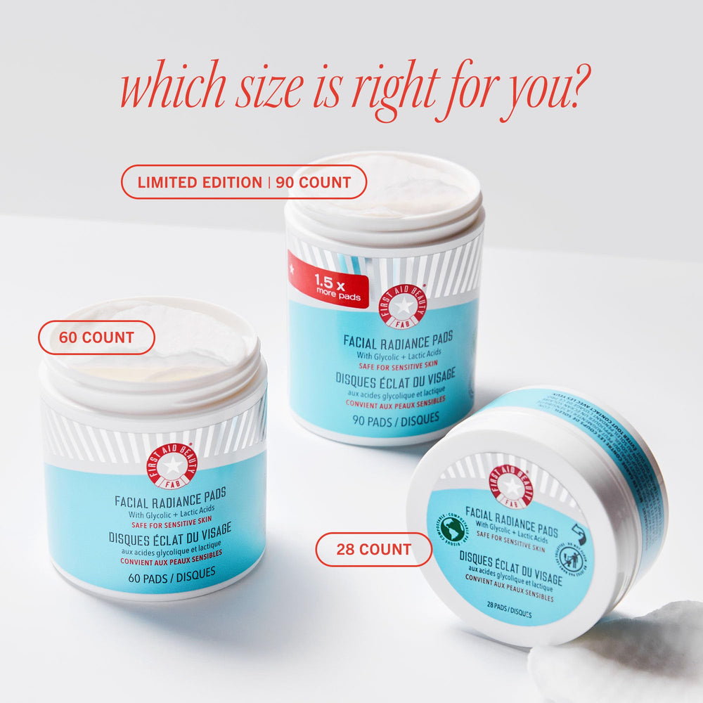 Dermatologist-tested First Aid Beauty Radiance Pads for sensitive skin compatibility