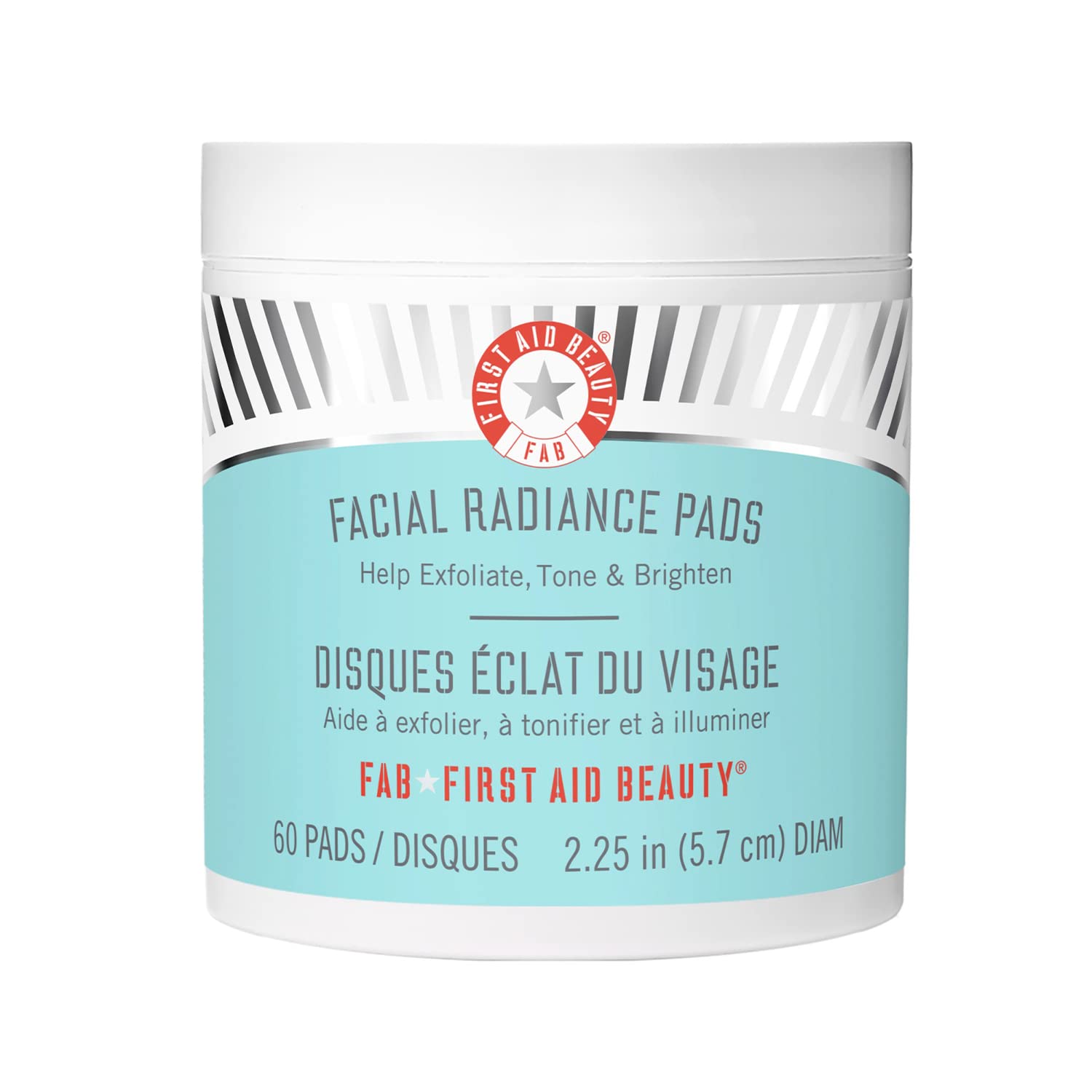 First Aid Beauty Facial Radiance Pads daily-use container for gentle exfoliation and even tone.