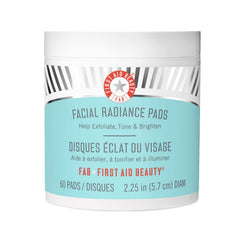 First Aid Beauty Facial Radiance Pads daily-use container for gentle exfoliation and even tone.