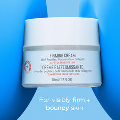 First Aid Beauty Firming Collagen Cream ingredients including collagen, peptides, niacinamide.