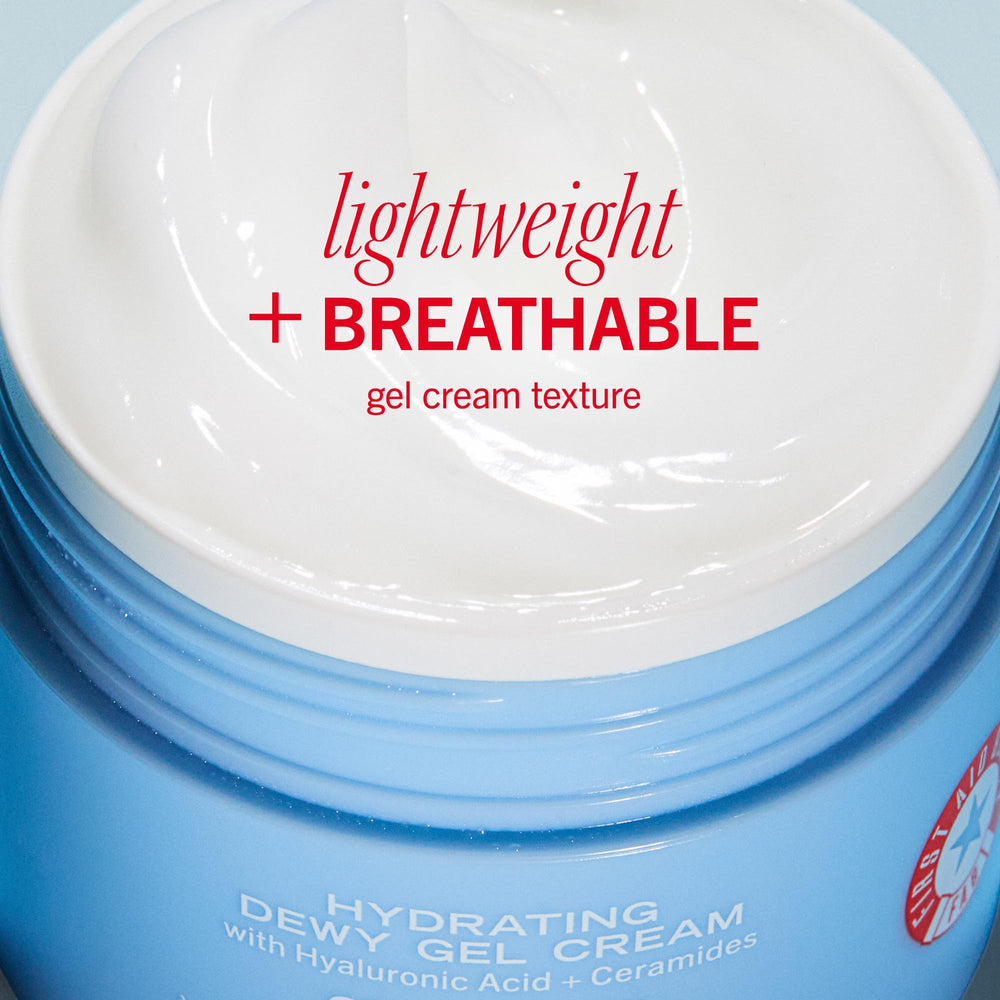 Hyaluronic acid in First Aid Beauty formula for deep lasting hydration.
