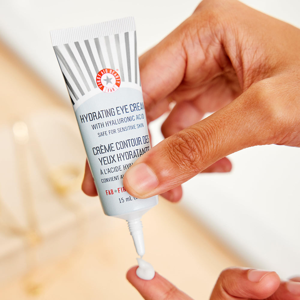 Eye cream features caffeine and cucumber extract for refreshed under-eye area