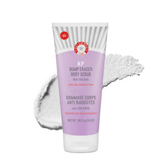 First Aid Beauty KP Bump Eraser bottle showing exfoliating action for smoother skin