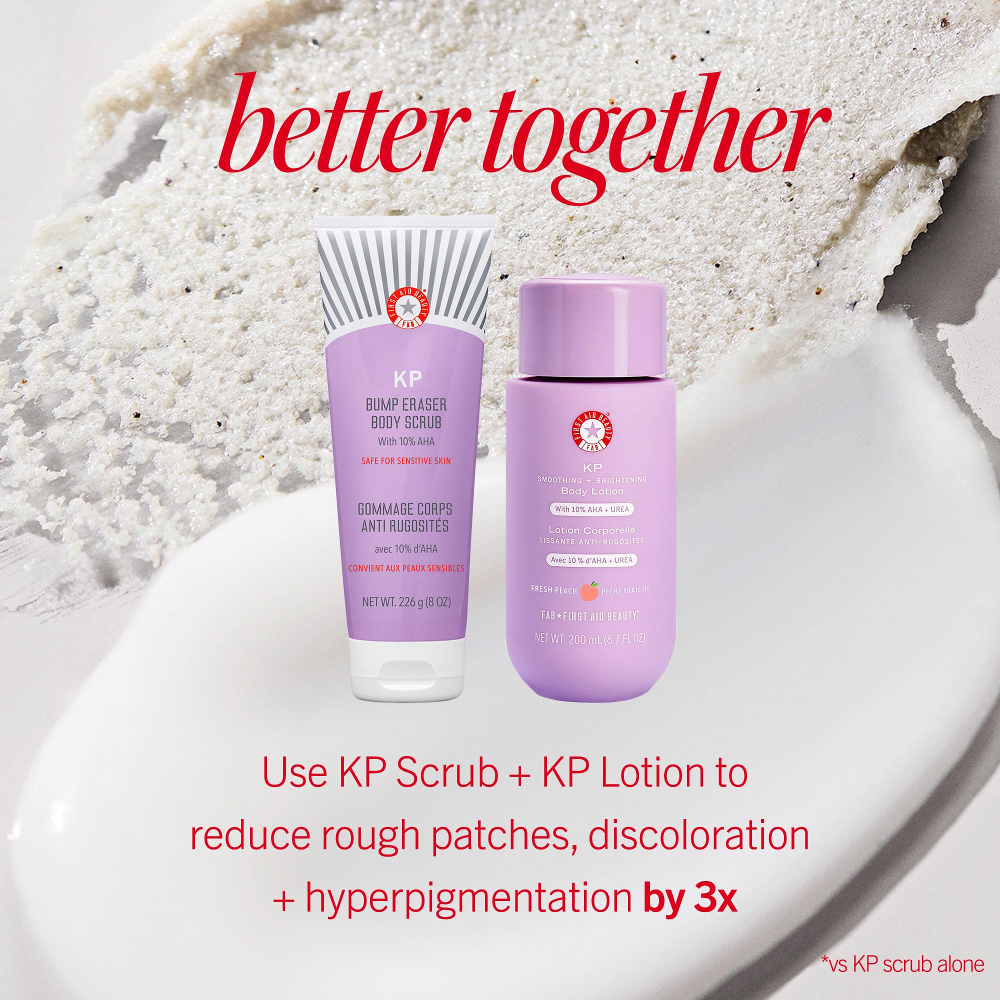 Creamy texture with exfoliating beads from First Aid Beauty KP Bump Eraser.