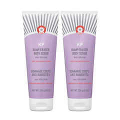 First Aid Beauty KP Bump Eraser pack shot highlights a 2-pack with gentle AHA exfoliation.