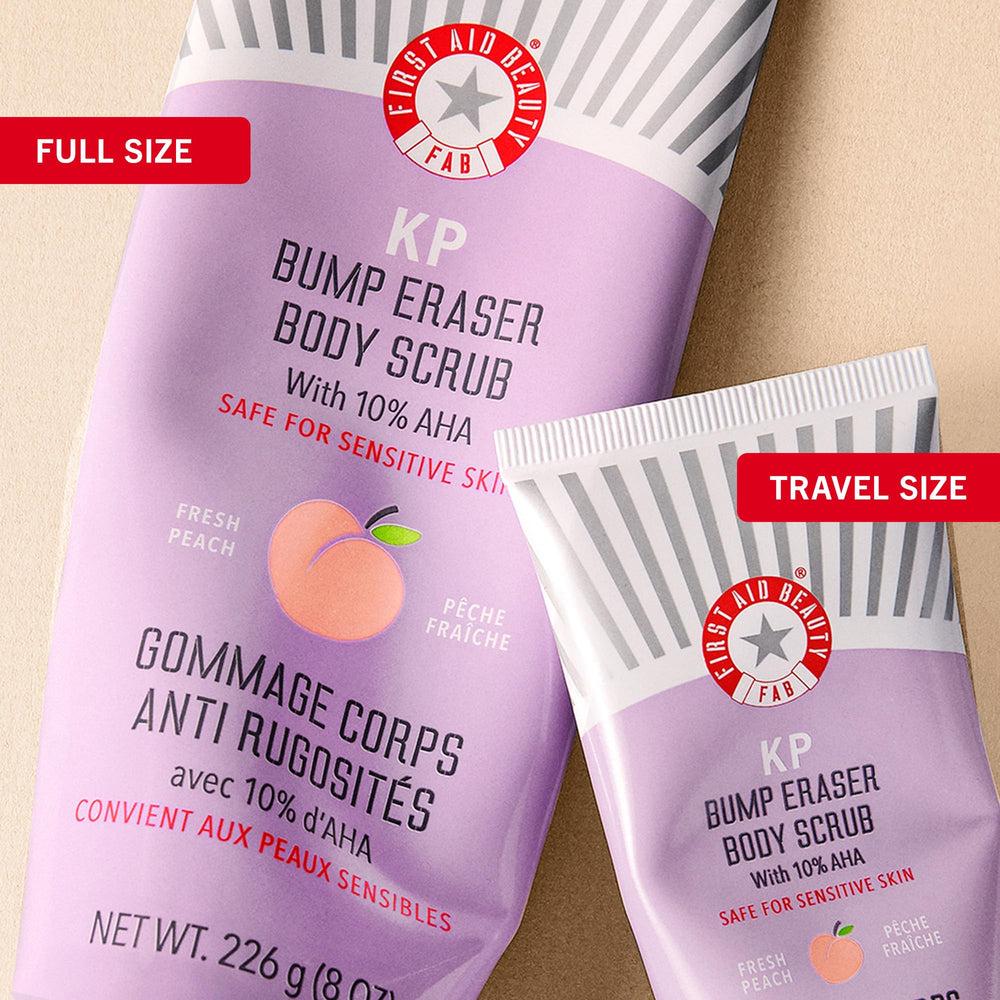 First Aid Beauty KP Bump Eraser, aplicación suave para piel sensible.