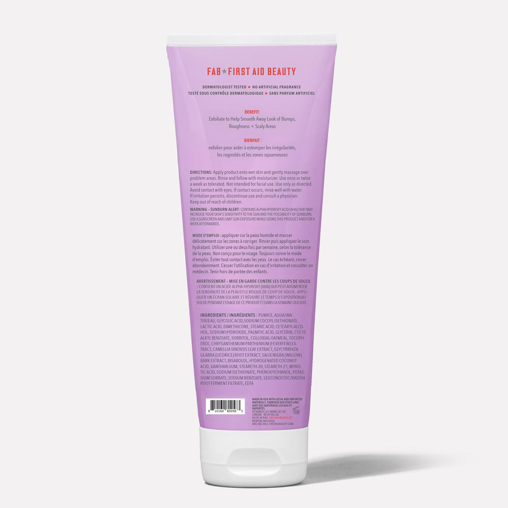 First Aid Beauty KP Bump Eraser textured scrub closeup reveals scrub beads.