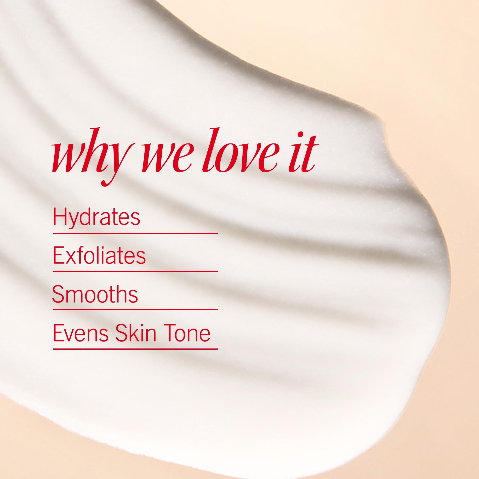 First Aid Beauty KP smoothing texture close-up emphasizes creamy formula for smooth, hydrated skin.