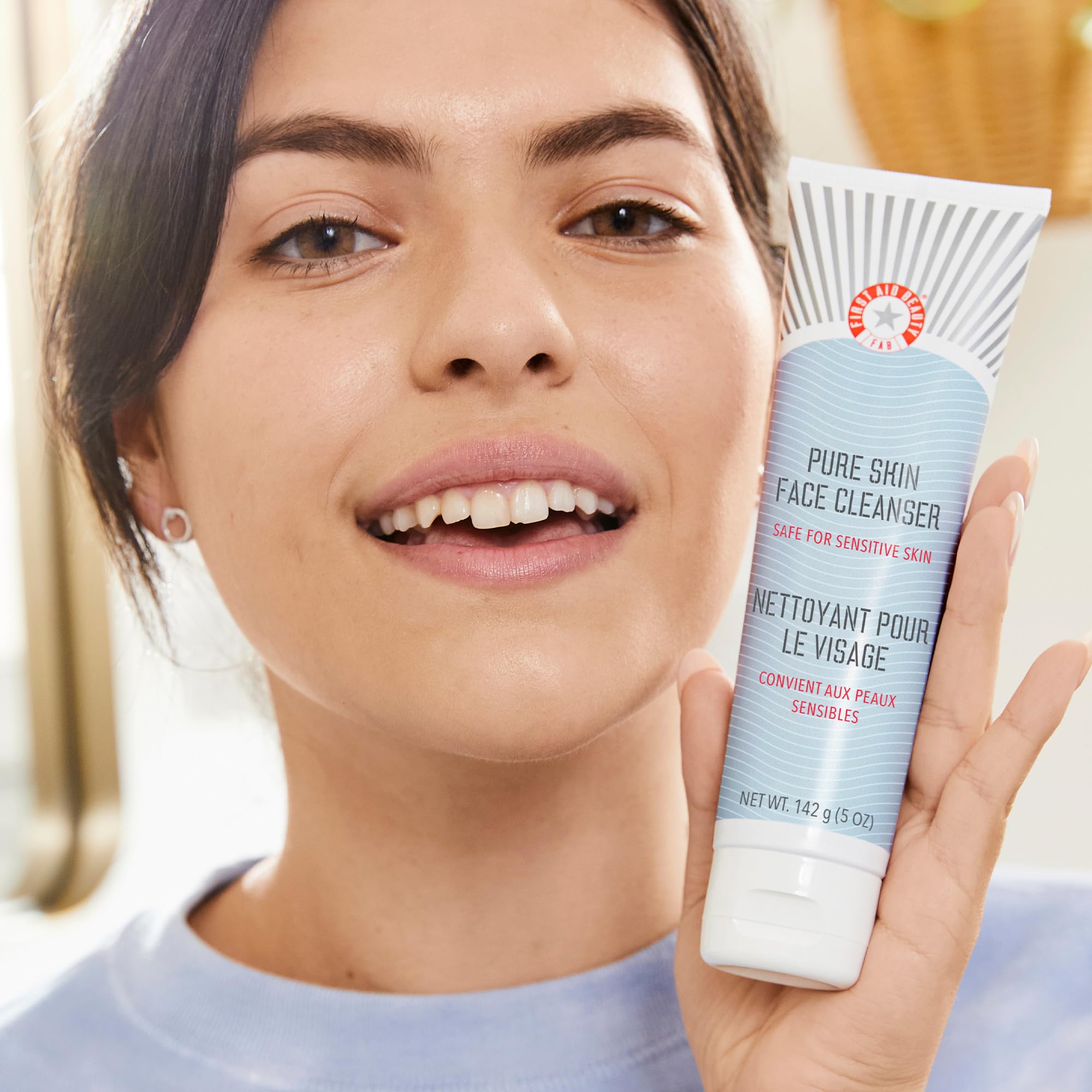 Post-cleanse skin looks soft and supple after using First Aid Beauty cleanser