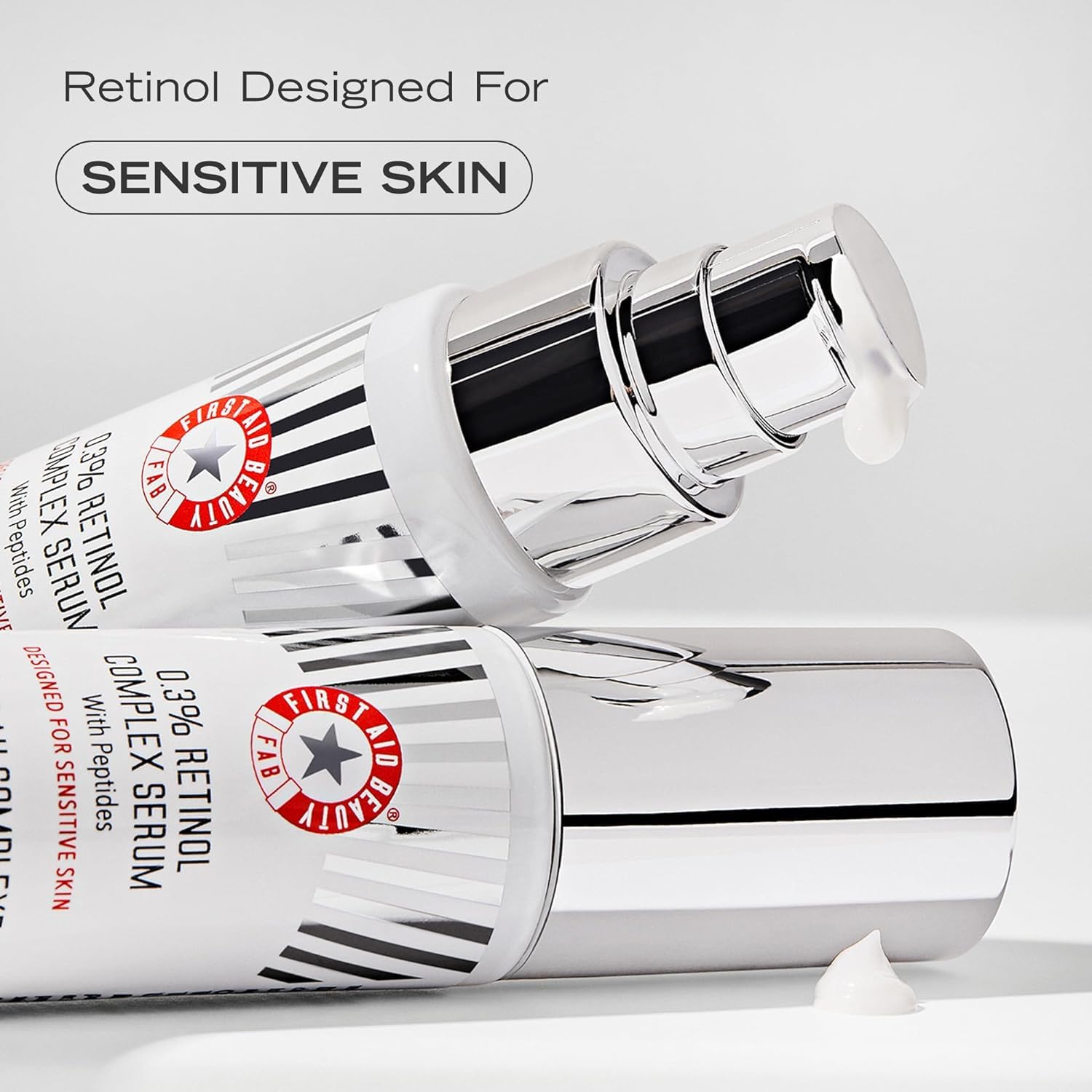 First Aid Beauty retinol complex serum night routine shot encourages nightly use with nourishing skin support