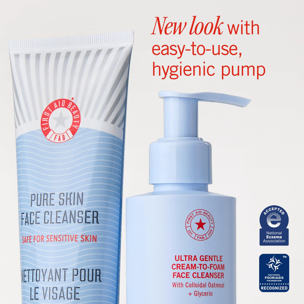 First Aid Beauty textura suave crema-espuma limpia sin resecar.