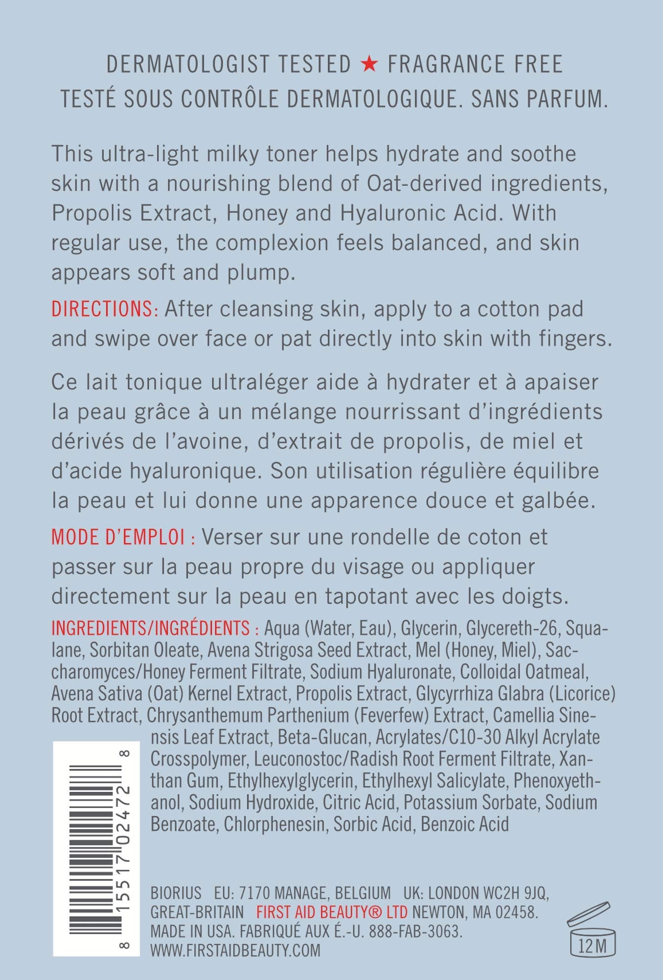 First Aid Beauty tonico: empaque-sostenible sugiere compromiso con opciones sin alcohol.