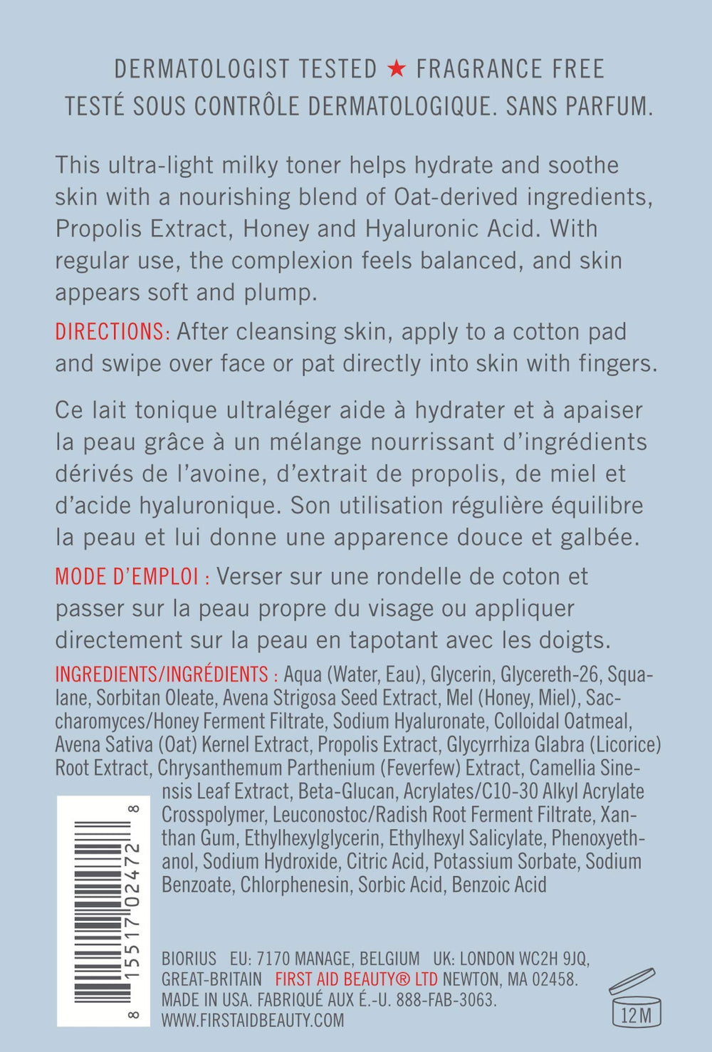 First Aid Beauty tonico: empaque-sostenible sugiere compromiso con opciones sin alcohol.