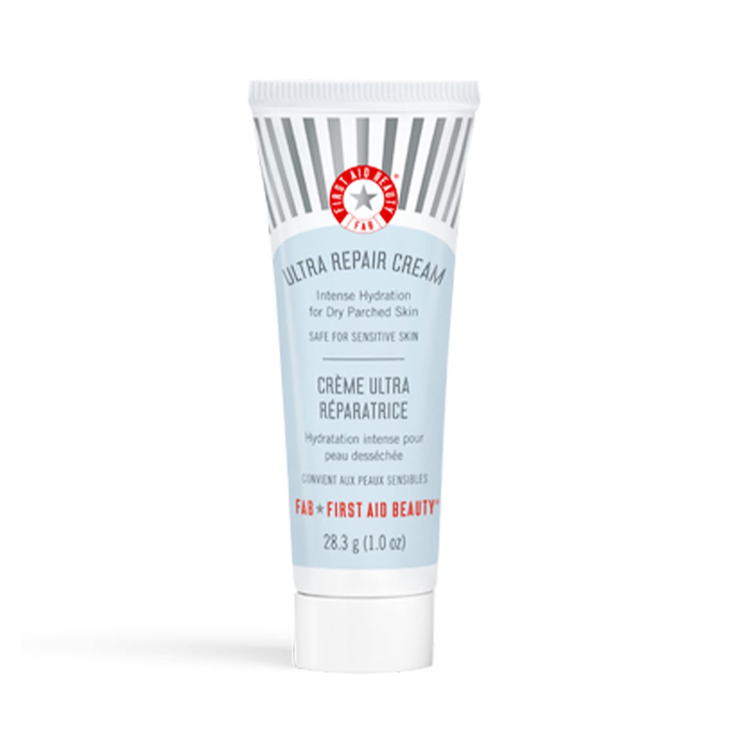 First Aid Beauty Ultra Repair Cream bottle showing deep hydration for dry skin.