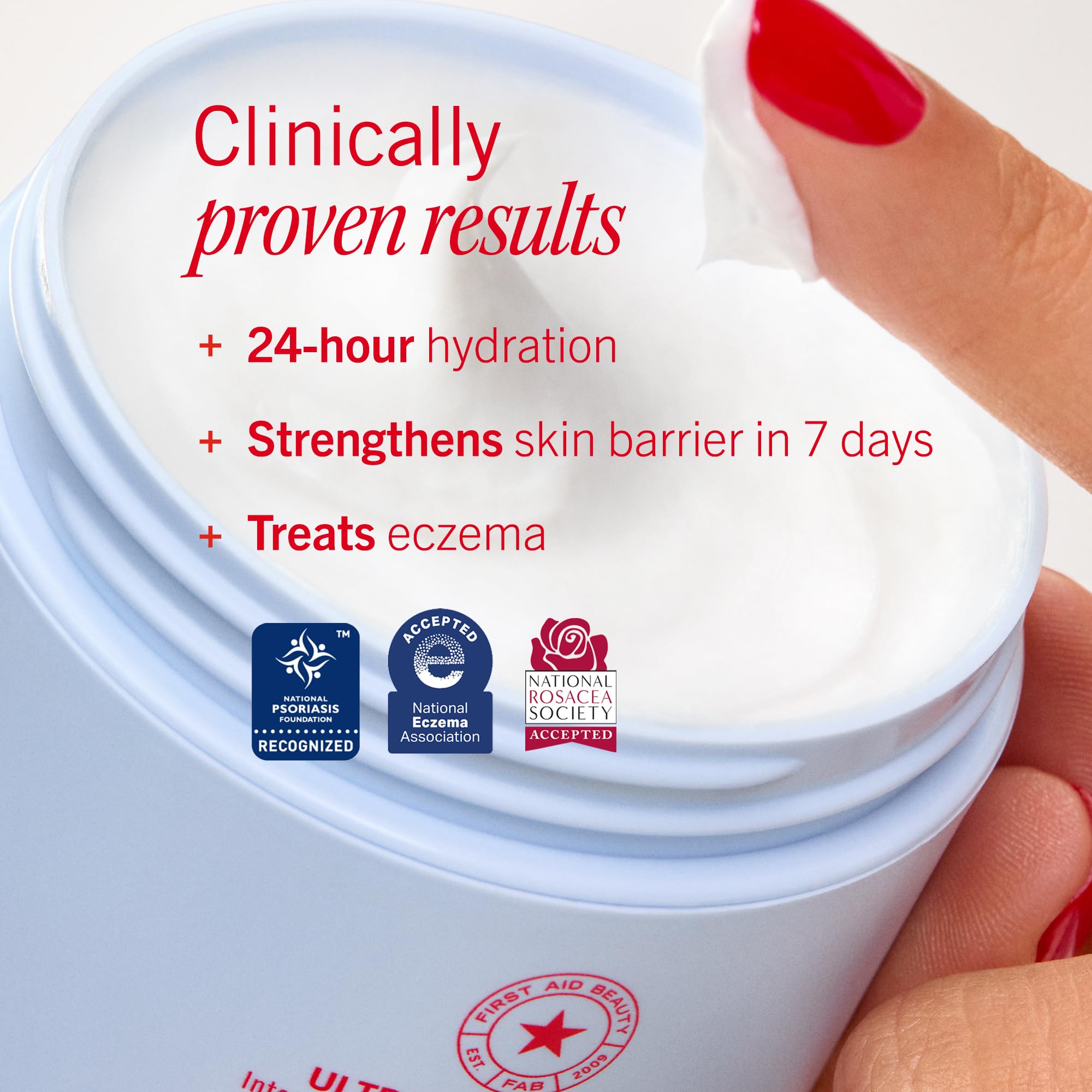 First Aid Beauty Ultra Repair Cream hand application demonstrates head-to-toe moisturizer use