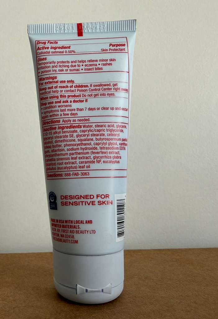 First Aid Beauty Ultra Repair Cream swatch on skin displaying immediate hydration.