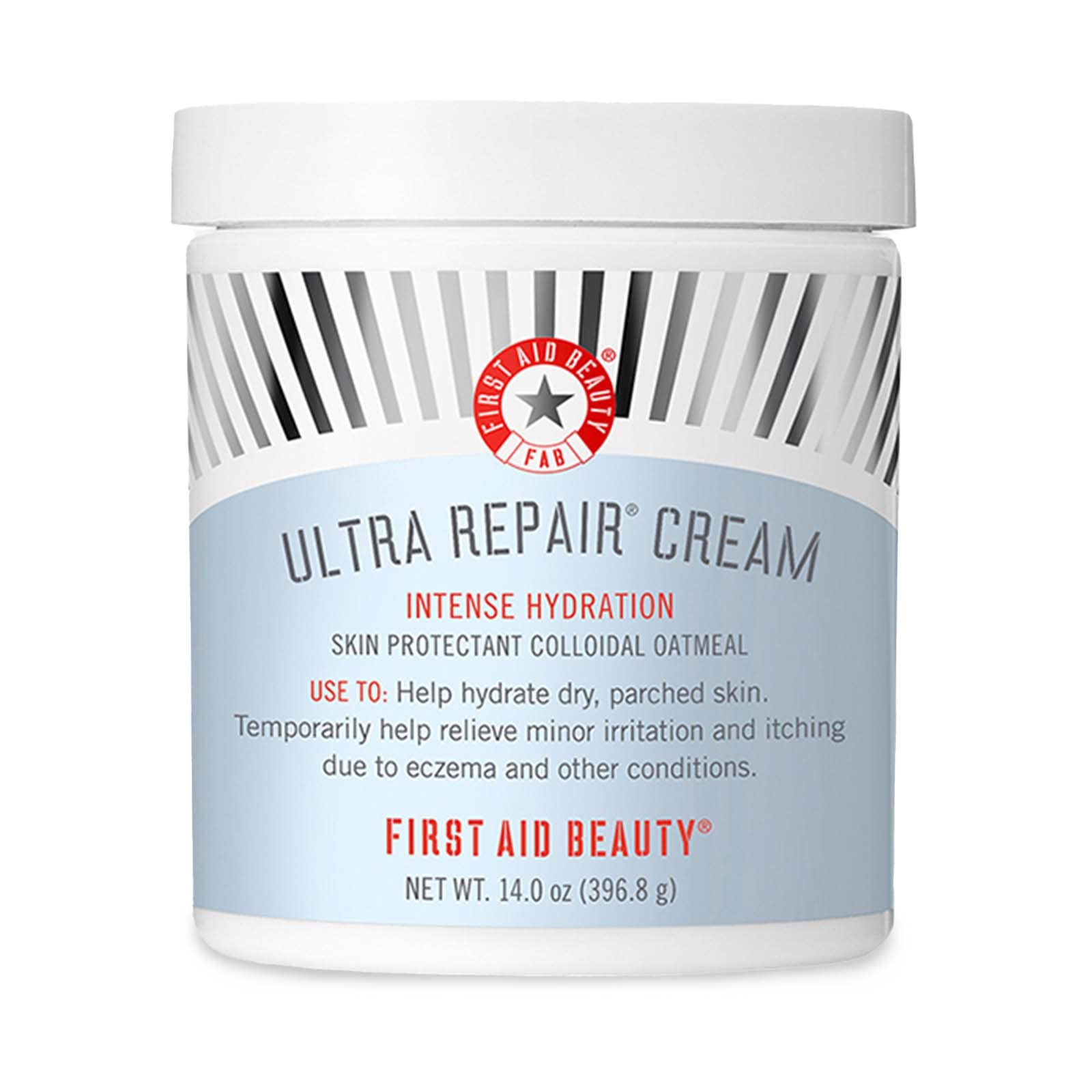 First Aid Beauty Ultra Repair Cream jar close-up showing rich hydration