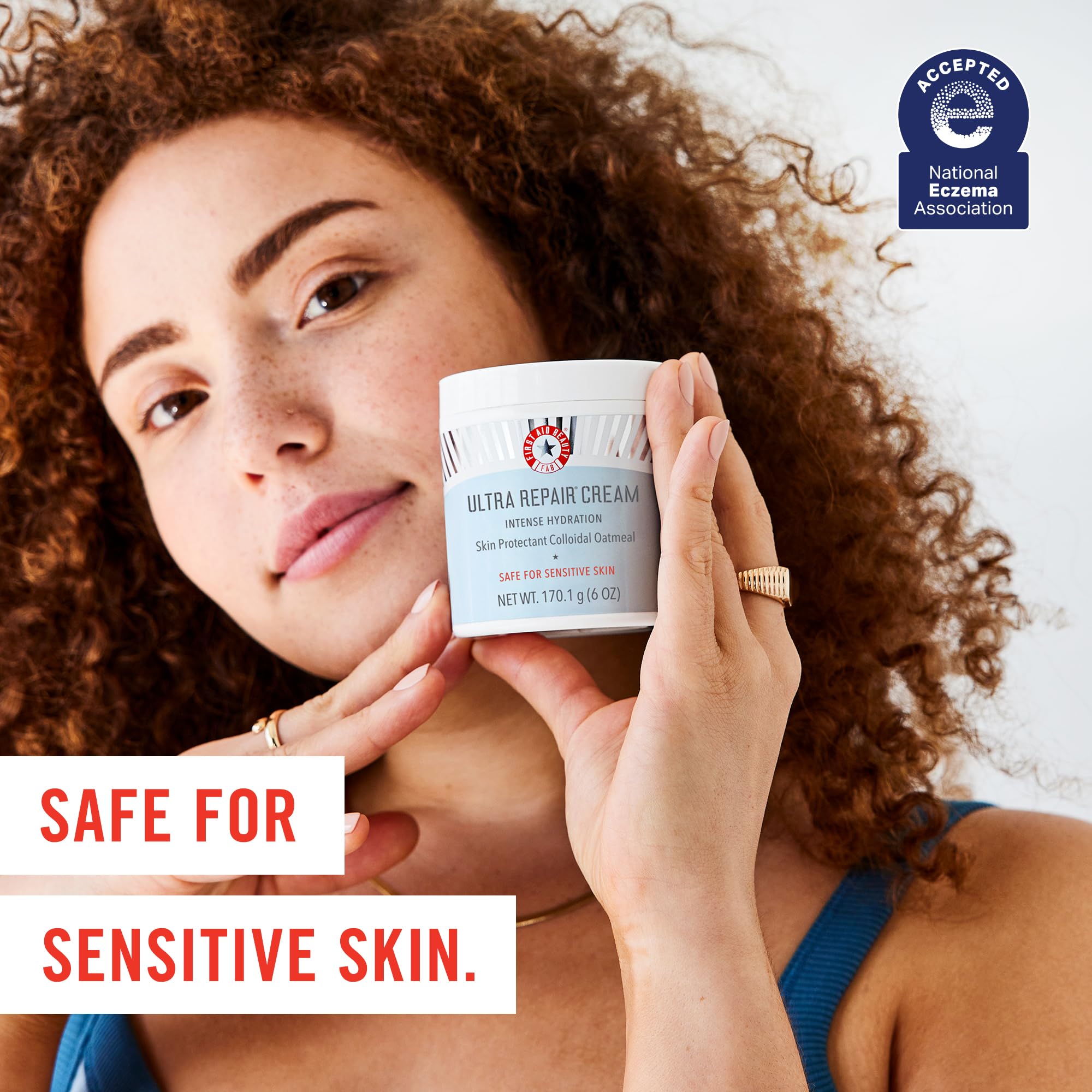 First Aid Beauty Ultra Repair Cream pump demonstrates quick absorption for daily use.