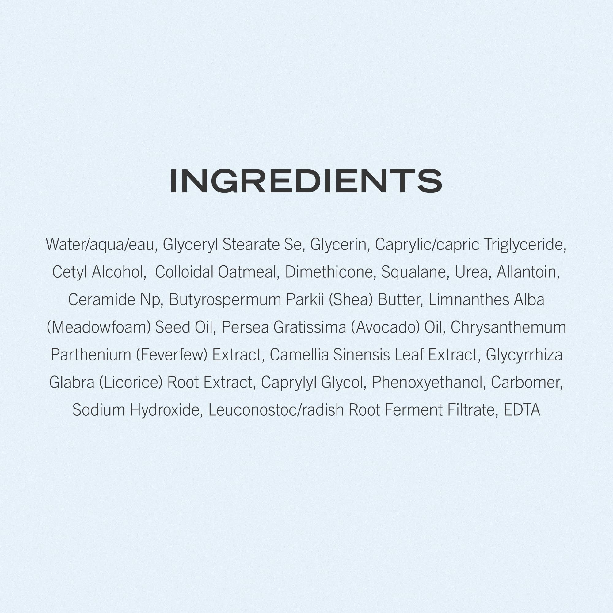 First Aid Beauty Ultra Repair Moisturizer jar back label lists gentle, dermatologist-tested ingredients