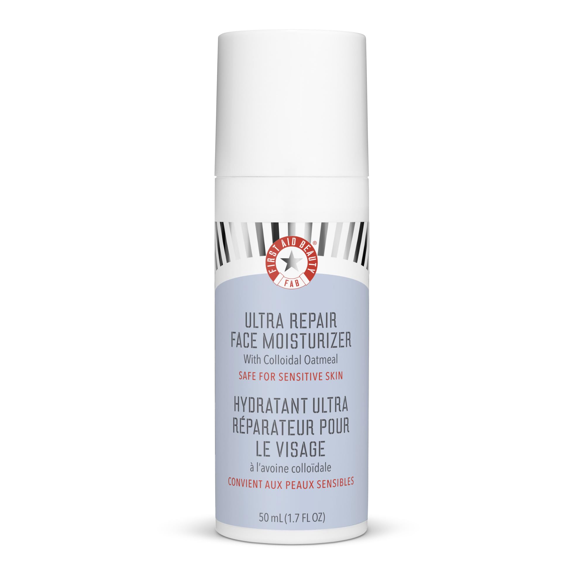 First Aid Beauty Ultra Repair Moisturizer jar front view showing soothing hydration for dry skin