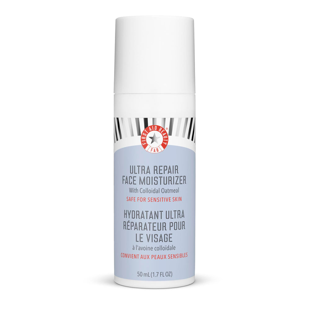 First Aid Beauty Ultra Repair Moisturizer jar front view showing soothing hydration for dry skin