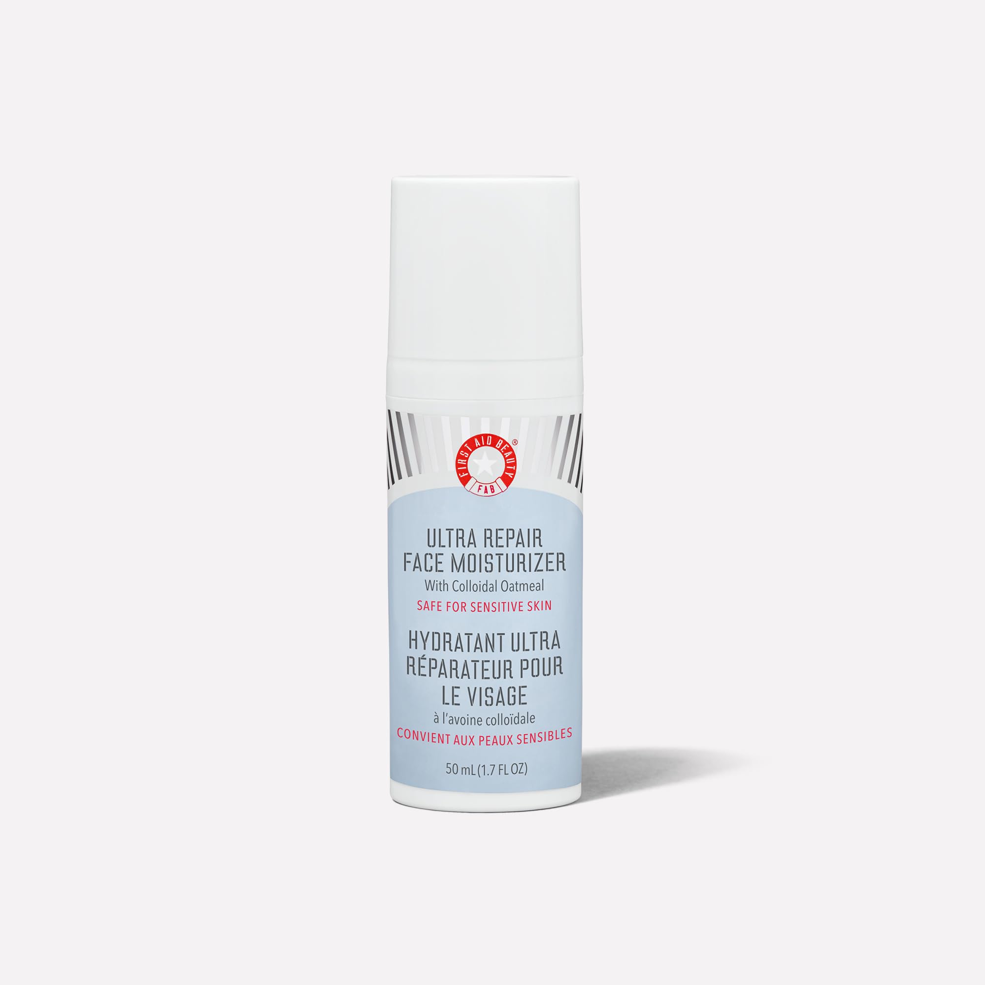 First Aid Beauty Ultra Repair Moisturizer pump detail for easy daily application
