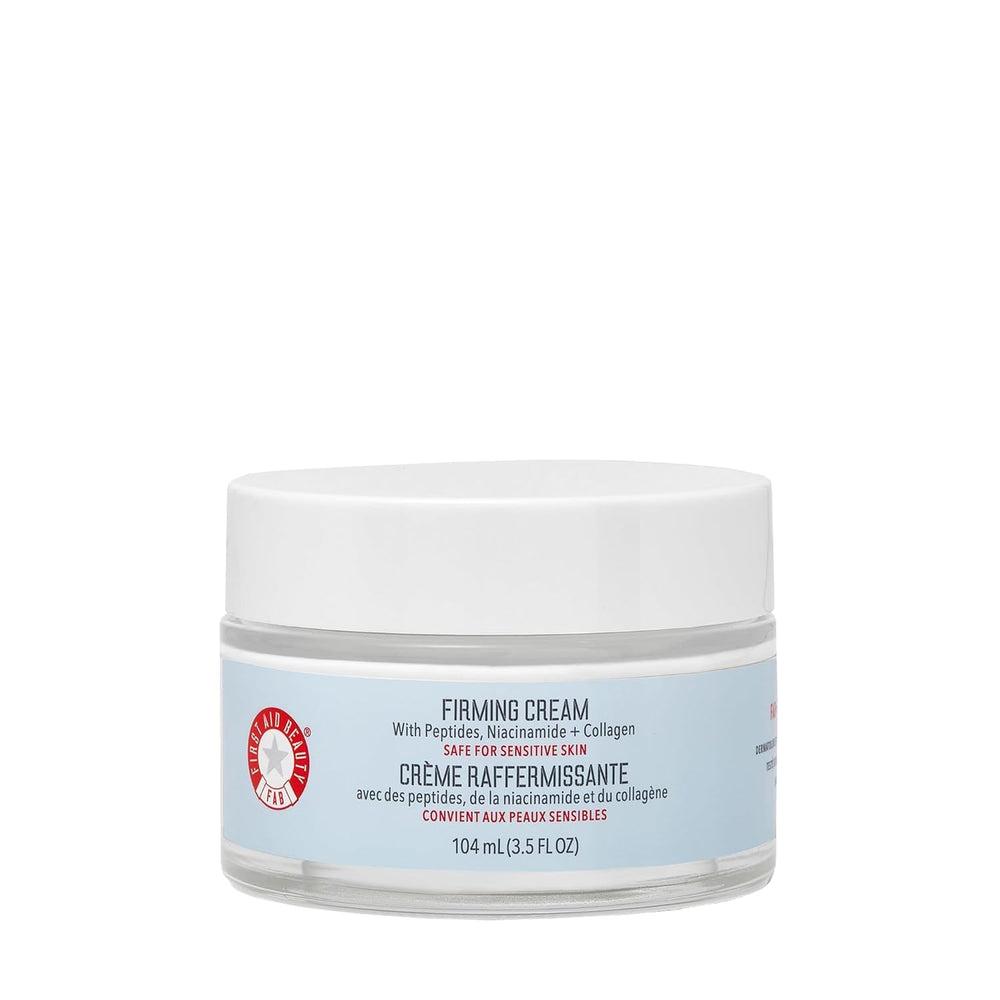 First Aid Beauty Ultra Repair Firming Cream bottle showing hydration and firmness benefits