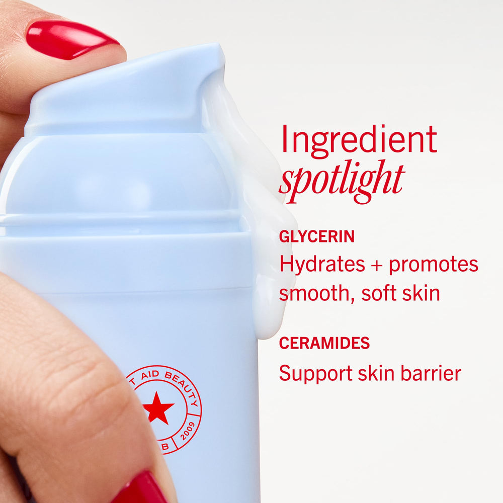 First Aid Beauty Ultra Repair on sensitive skin, fragrance-free and gentle for daily use.